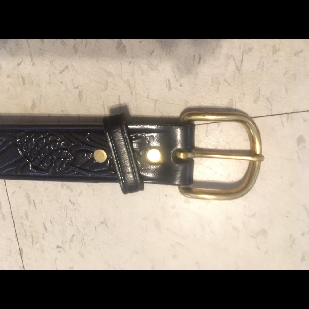 Embossed Leather Belt Pine Tree Pattern